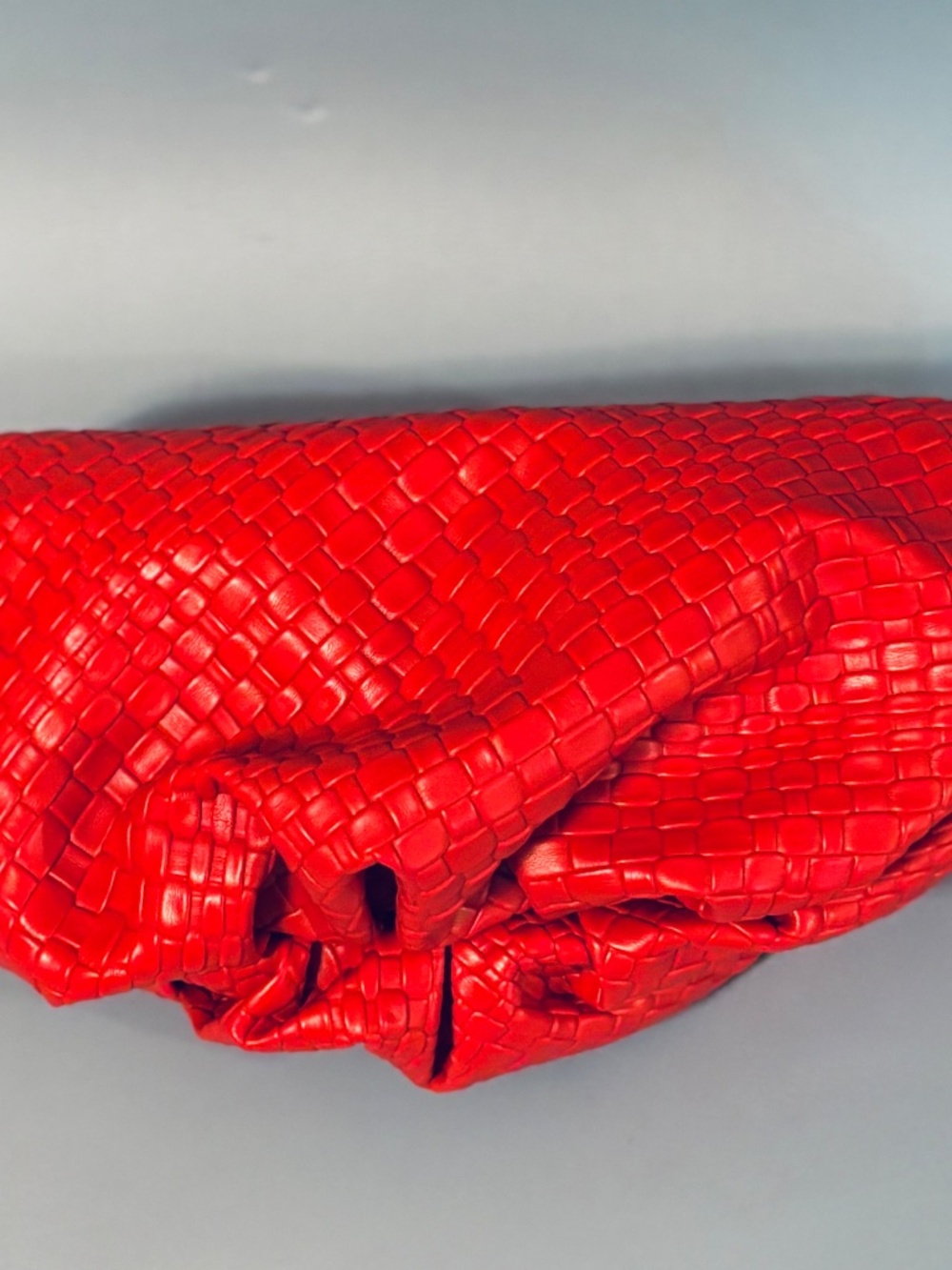 Woven Red Faux Leather Clutch With Snap Closure - Picture 2 of 8